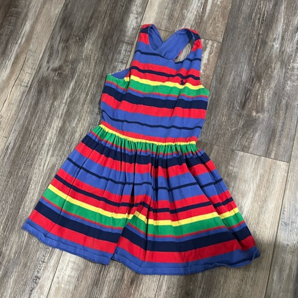 Polo Ralph Lauren Primary Stripes Cross Back Dress 6x - Picture 1 of 7
